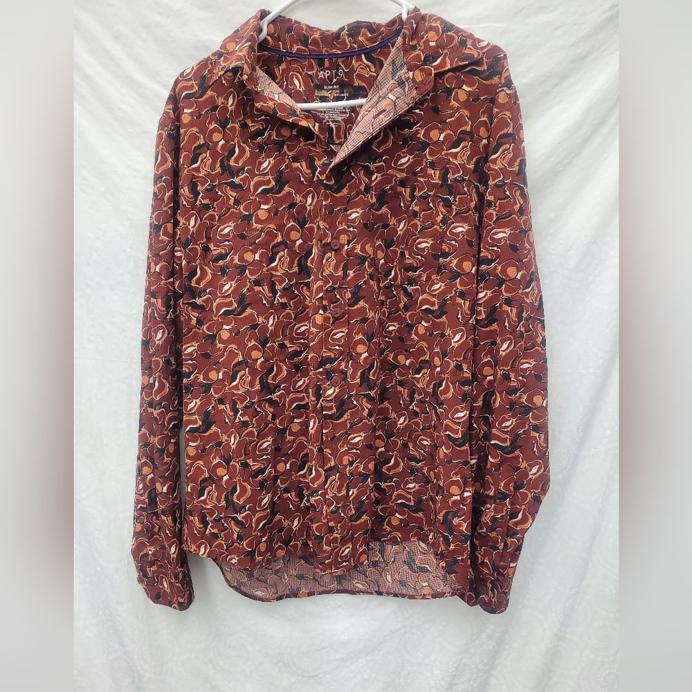 Apt. 9 Slim Fit Shirt with Red and Black Pattern